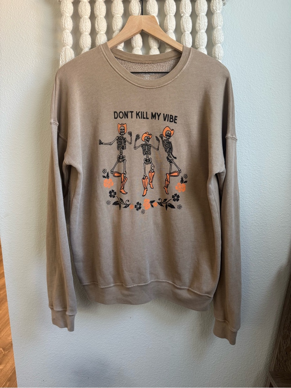 ✨ HRT & LUV "Don't Kill My Vibe" Skeleton Cowboy Sweatshirt ✨ Super Soft